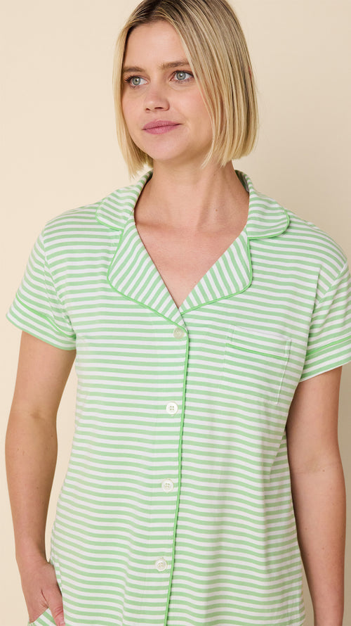 Essential Stripe Pima Knit Capri Set - Pistachio Extra Pistachio