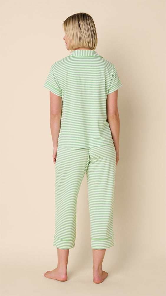 Essential Stripe Pima Knit Capri Set - Pistachio Hover Pistachio