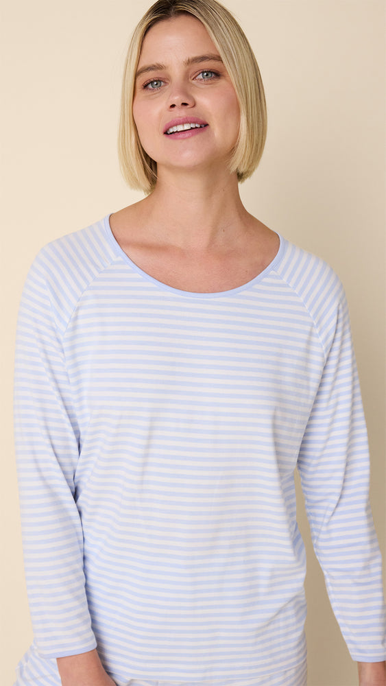 Essential Stripe Pima Knit Simple Set - Heavenly Blue Extra Heavenly Blue