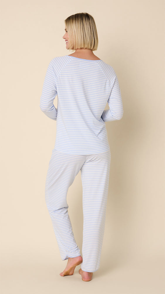 Essential Stripe Pima Knit Simple Set - Heavenly Blue Hover Heavenly Blue