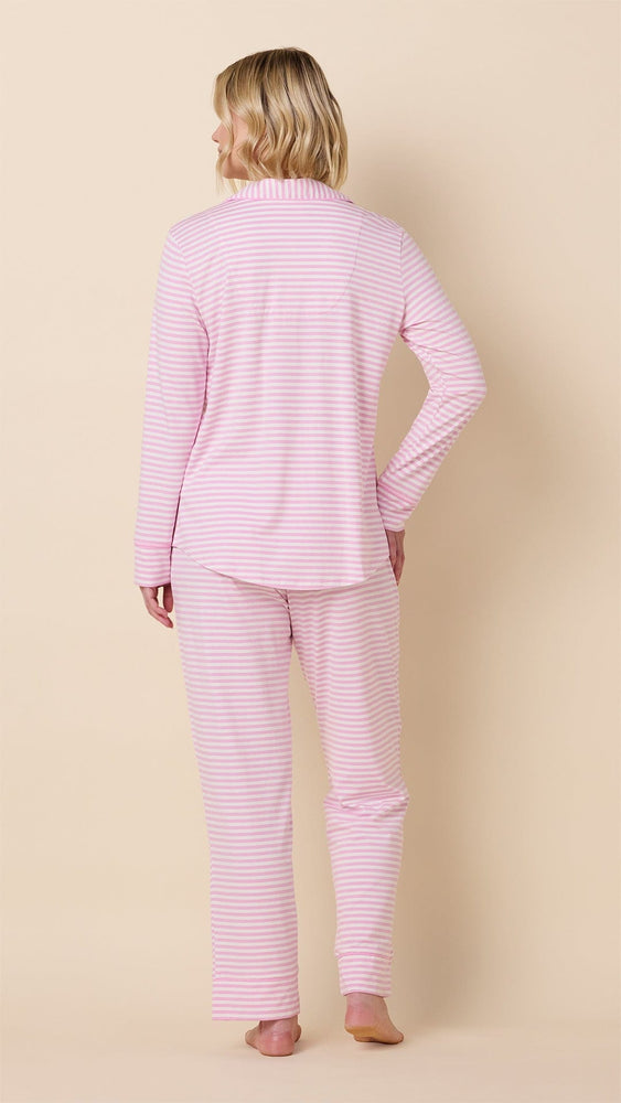 Pink Raccon Pj Essential Stripe Pima Knit Pajama - Pink Moment – The Cat's Pajamas