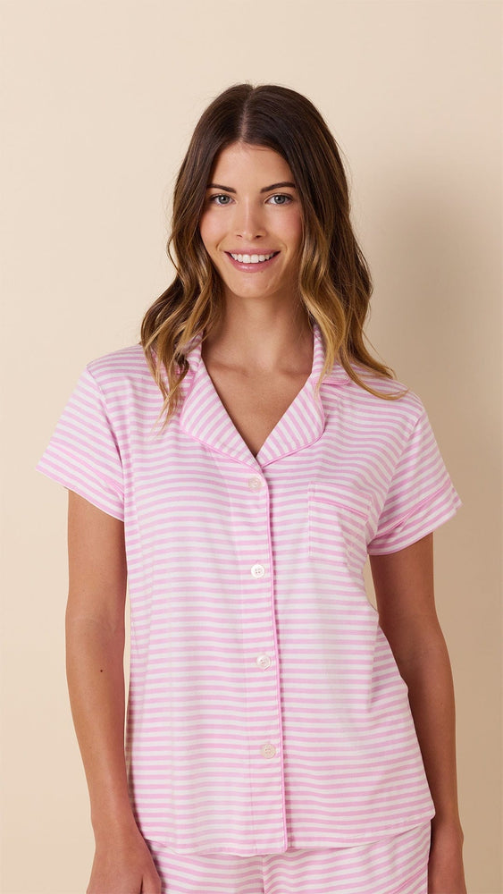 Essential Stripe Short Set - Pink Moment Hover Pink Moment