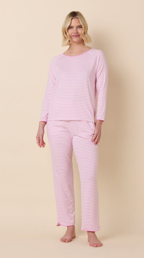 Essential Stripe Pima Knit Simple Set - Pink Moment Main Pink Moment
