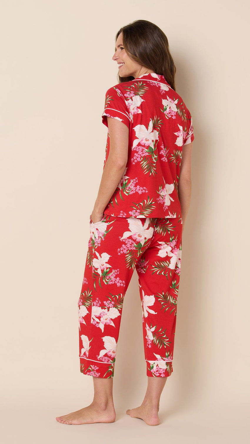 Flora Festiva Pima Knit Capri Set Hover Red