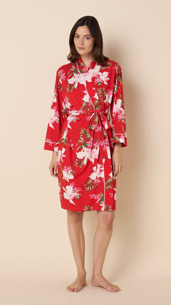 Flora Festiva Pima Knit Kimono Robe Main Red