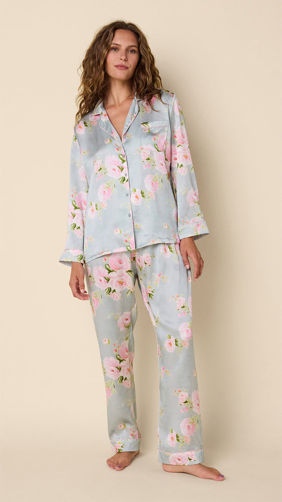 Eden Rose Silk Pajama Main Blue