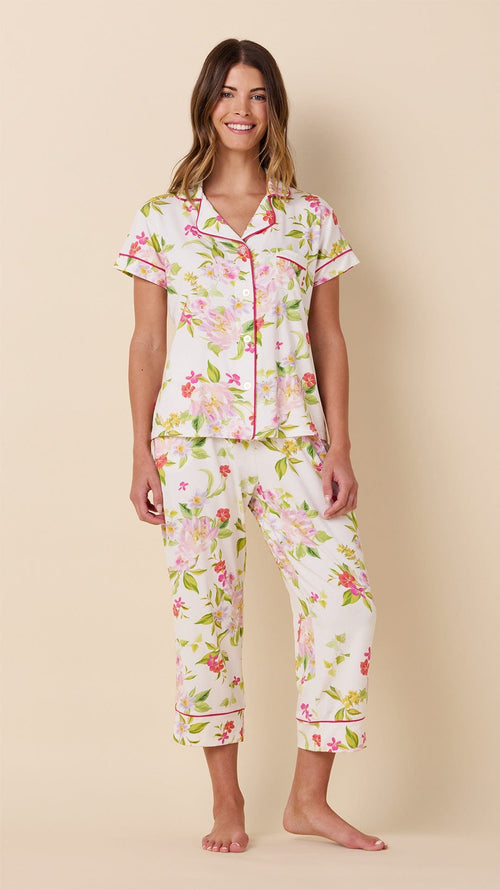 Florentina Pima Knit Capri Set Main White