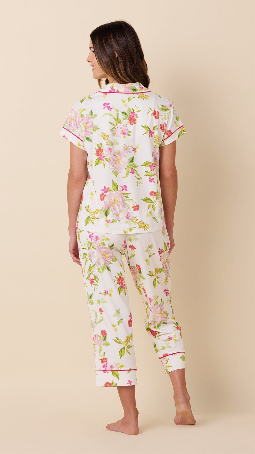 Florentina Pima Knit Capri Set Hover White
