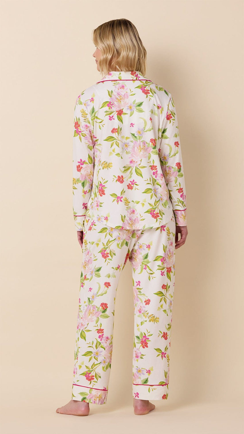 Florentina Pima Knit Long-Sleeved Pajama Hover White