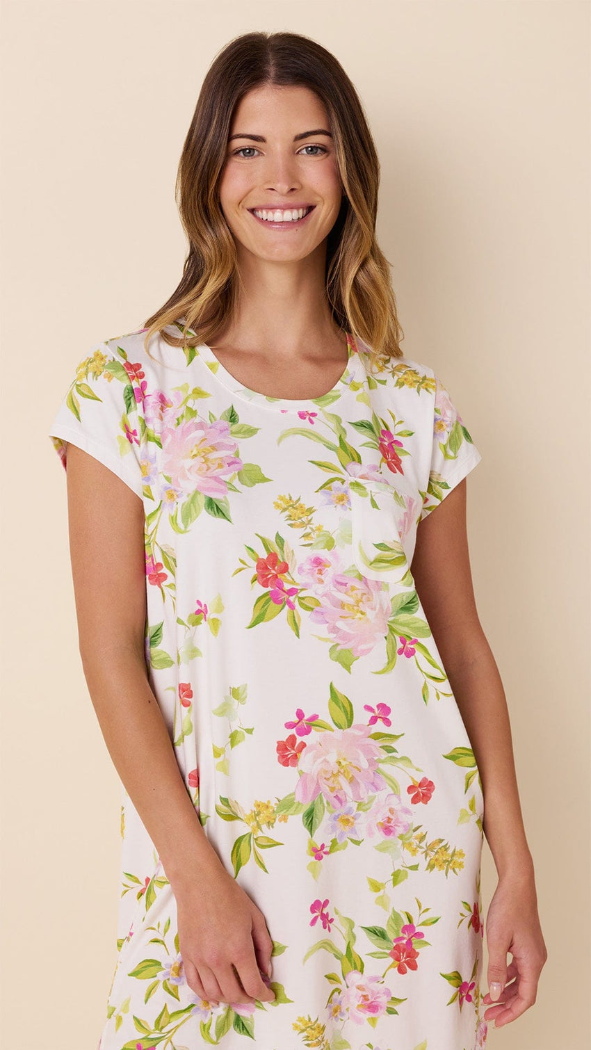 Florentina Knit Short-Sleeved Sleep Shirt Extra White