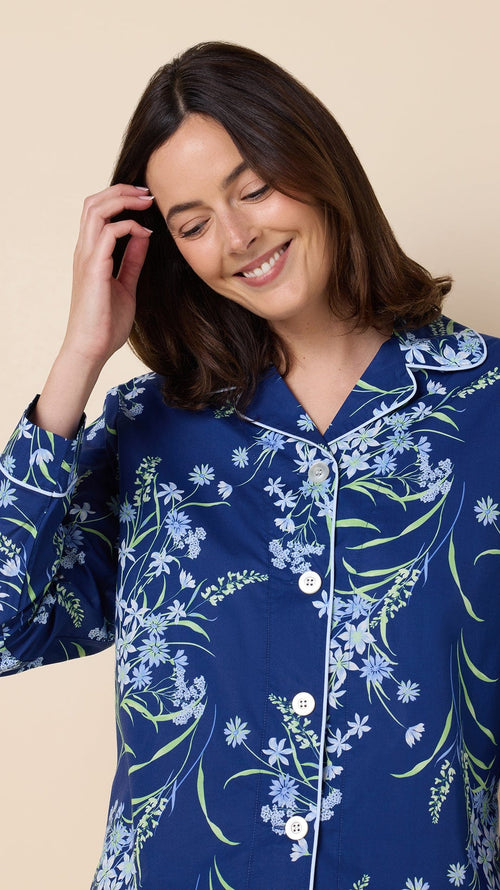Garden Posy Luxe Pima Pajama - Navy Extra Navy