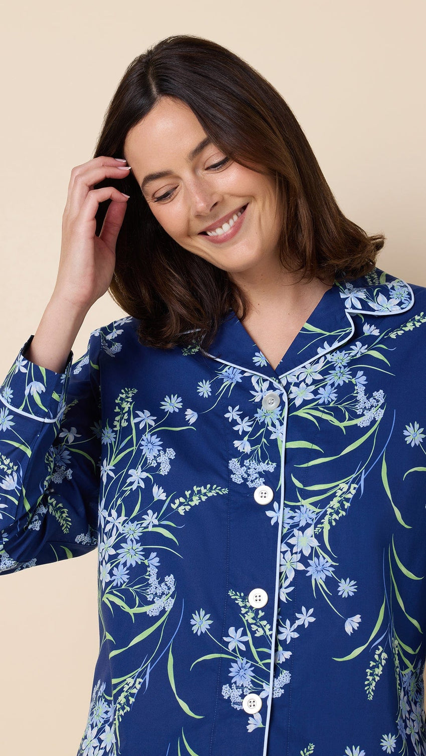Garden Posy Luxe Pima Pajama - Navy Extra Navy