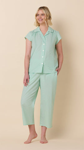 Classic Gingham Luxe Pima Capri Set - Sea Green