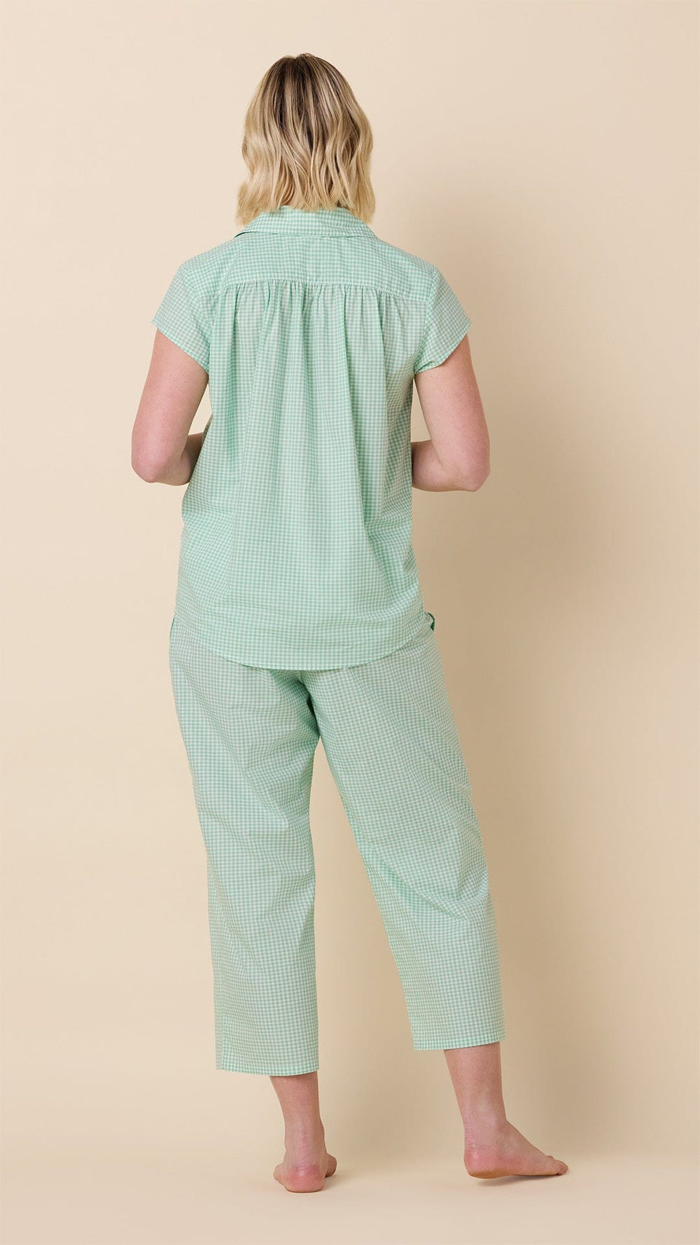 Classic Gingham Luxe Pima Capri Set - Sea Green Hover Sea Green