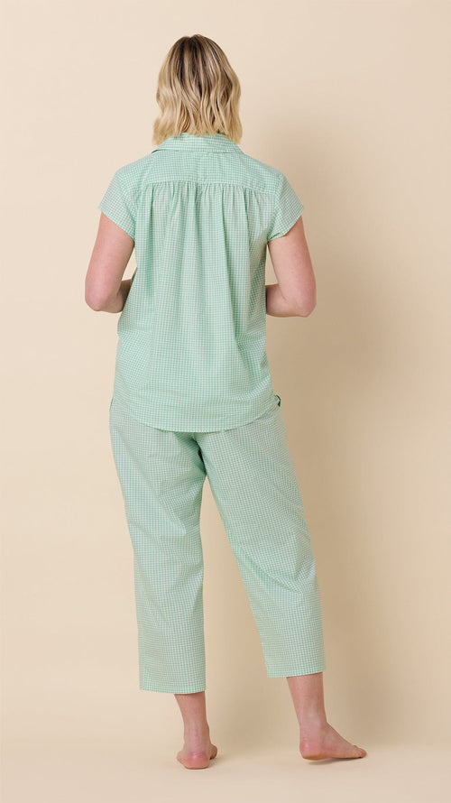 Classic Gingham Luxe Pima Capri Set - Sea Green Hover Sea Green