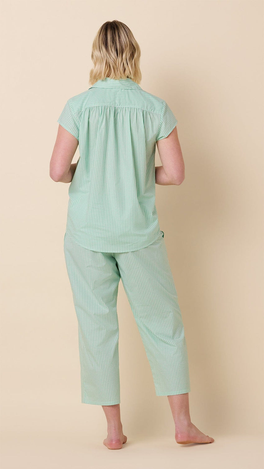 Classic Gingham Luxe Pima Capri Set - Sea Green Hover Sea Green