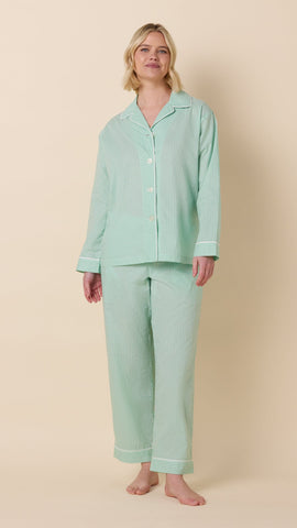 Classic Gingham Luxe Pima Long-Sleeved Pajama - Sea Green
