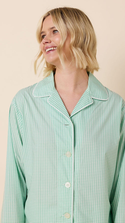 Classic Gingham Luxe Pima Long-Sleeved Pajama - Sea Green Extra Sea Green