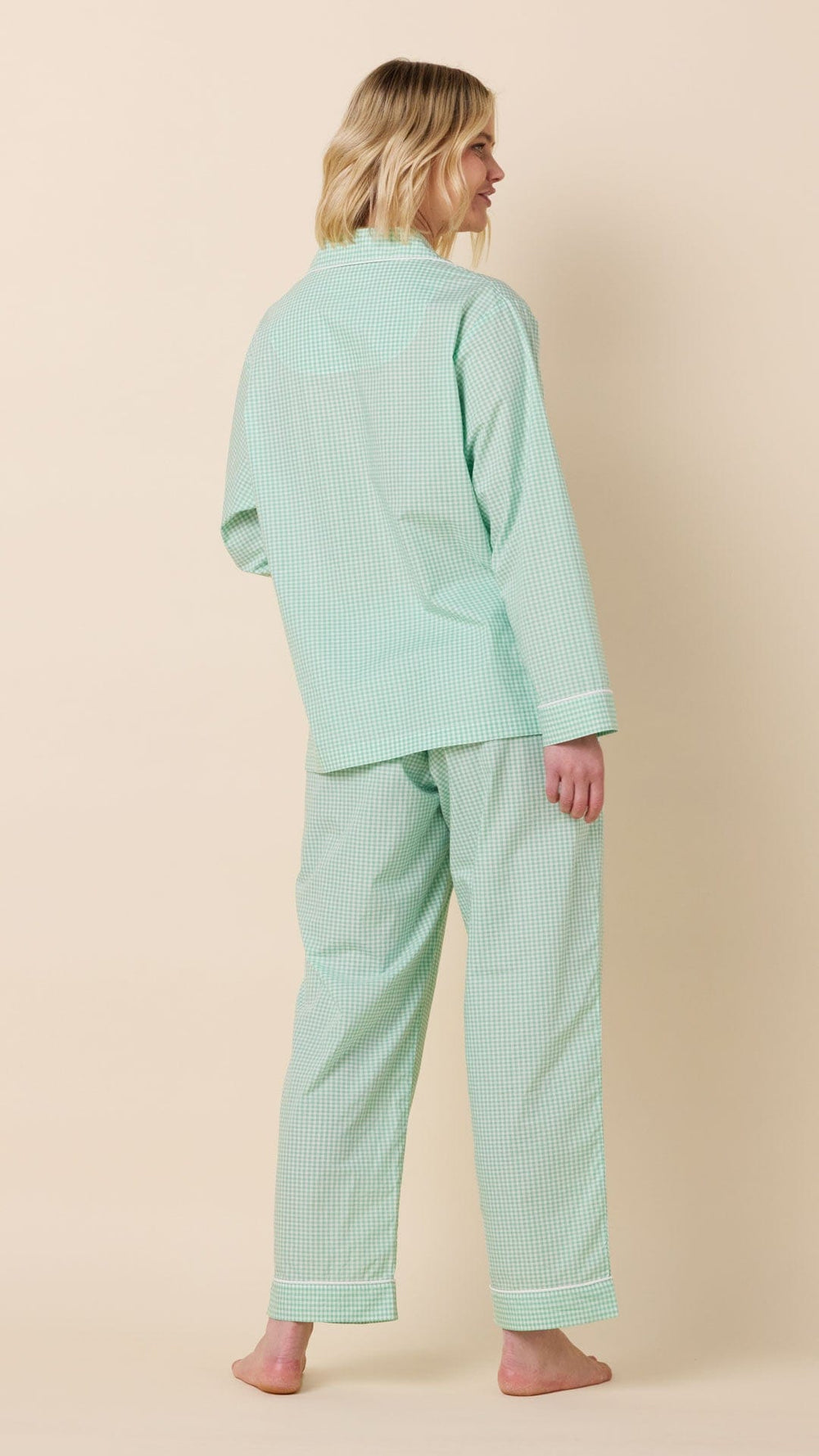 Classic Gingham Luxe Pima Long-Sleeved Pajama - Sea Green Extra Sea Green