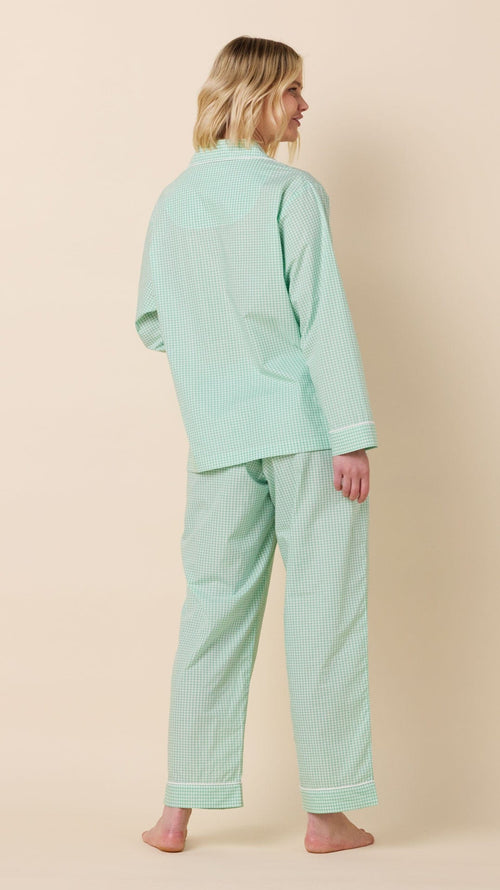 Classic Gingham Luxe Pima Long-Sleeved Pajama - Sea Green Hover Sea Green