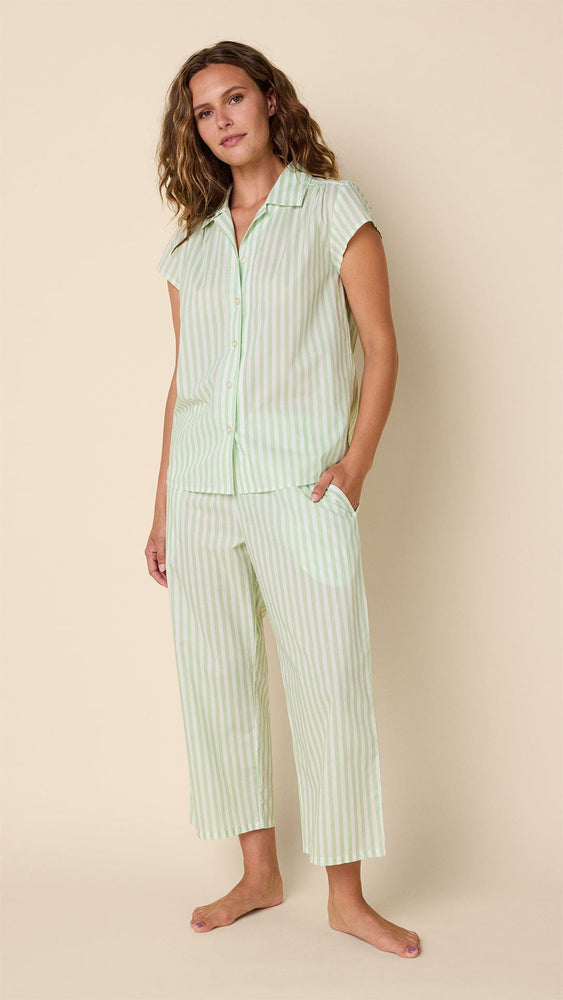 Women's Cute Cat Pajama Set - Soft Short Sleeve Capri PJS, Comfy Sleepwear