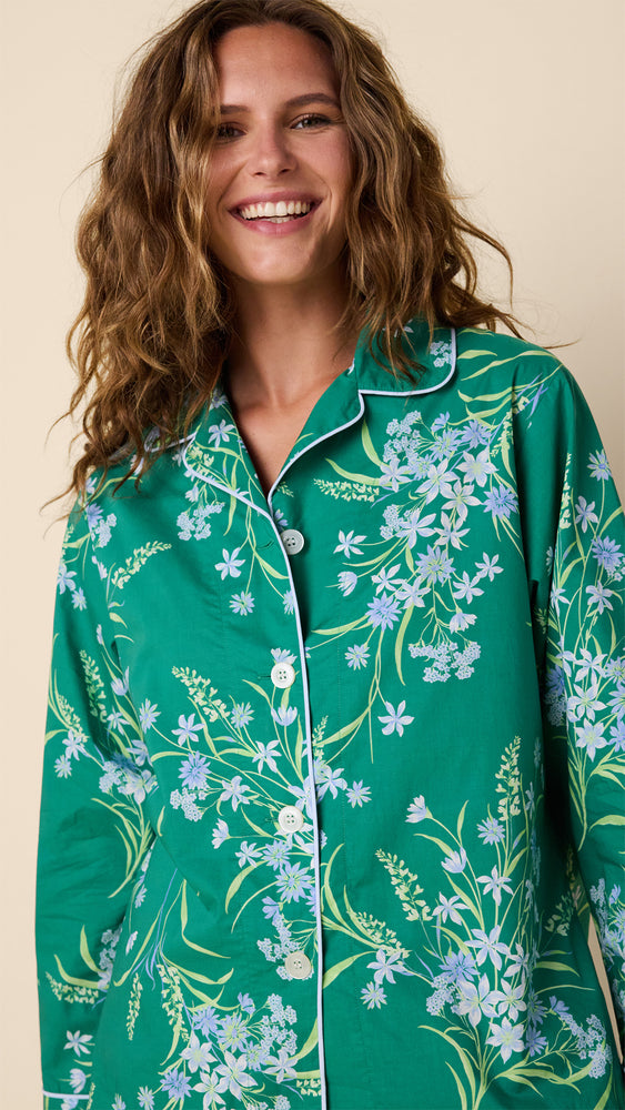 Garden Posy Luxe Pima Long-Sleeved Pajama Extra Green