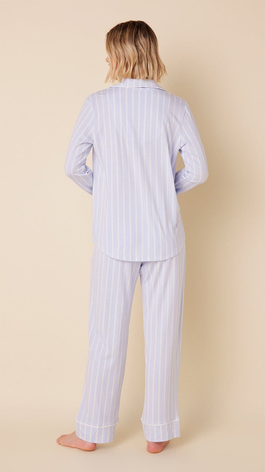 Heritage Stripe Pima Knit Long-Sleeved Pajama - Blue Hover Blue