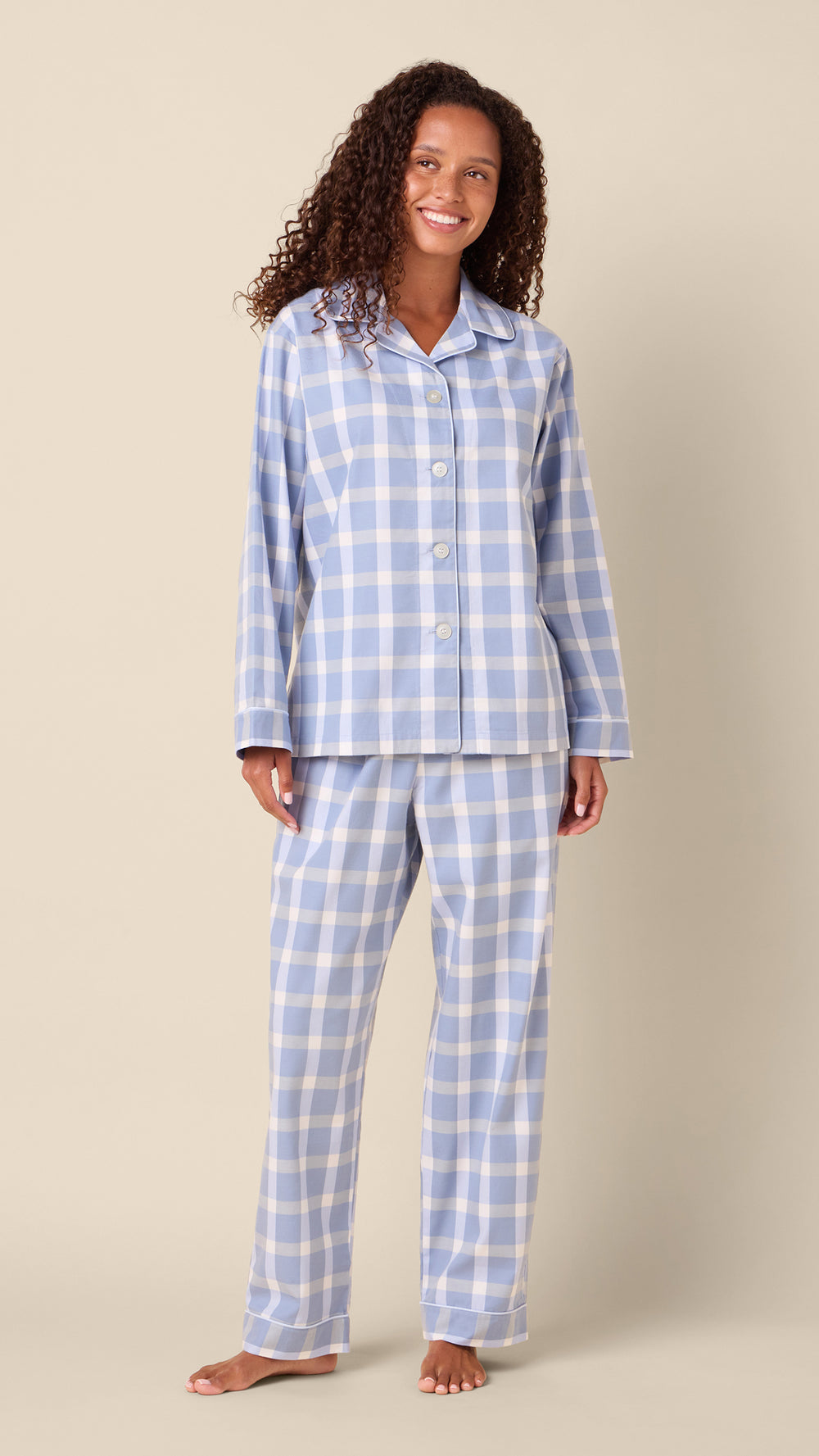 Harbor Blue Flannel Long-Sleeved Pajama Main Blue