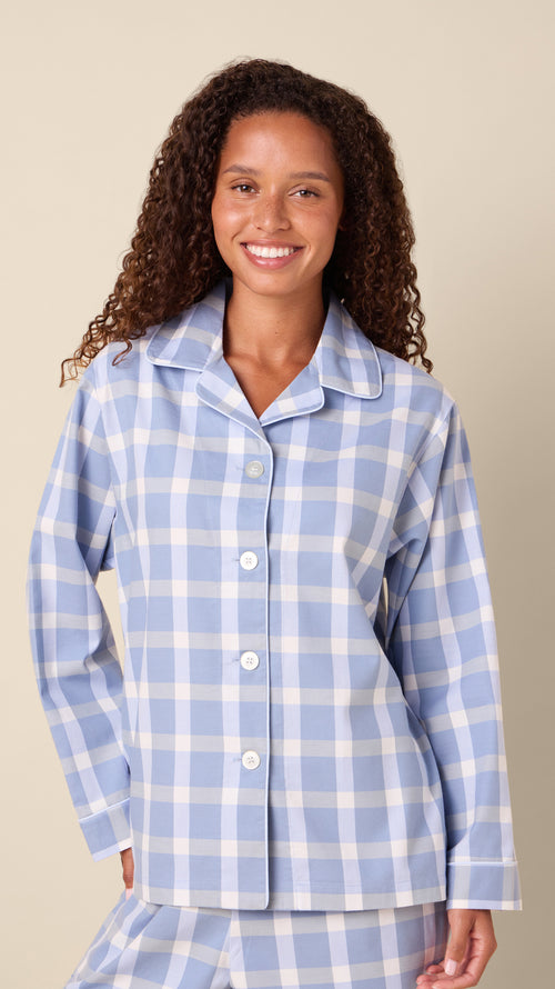 Harbor Blue Flannel Long-Sleeved Pajama Extra Blue