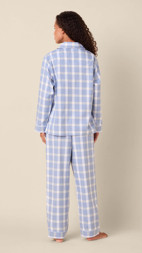 Harbor Blue Flannel Long-Sleeved Pajama Hover Blue