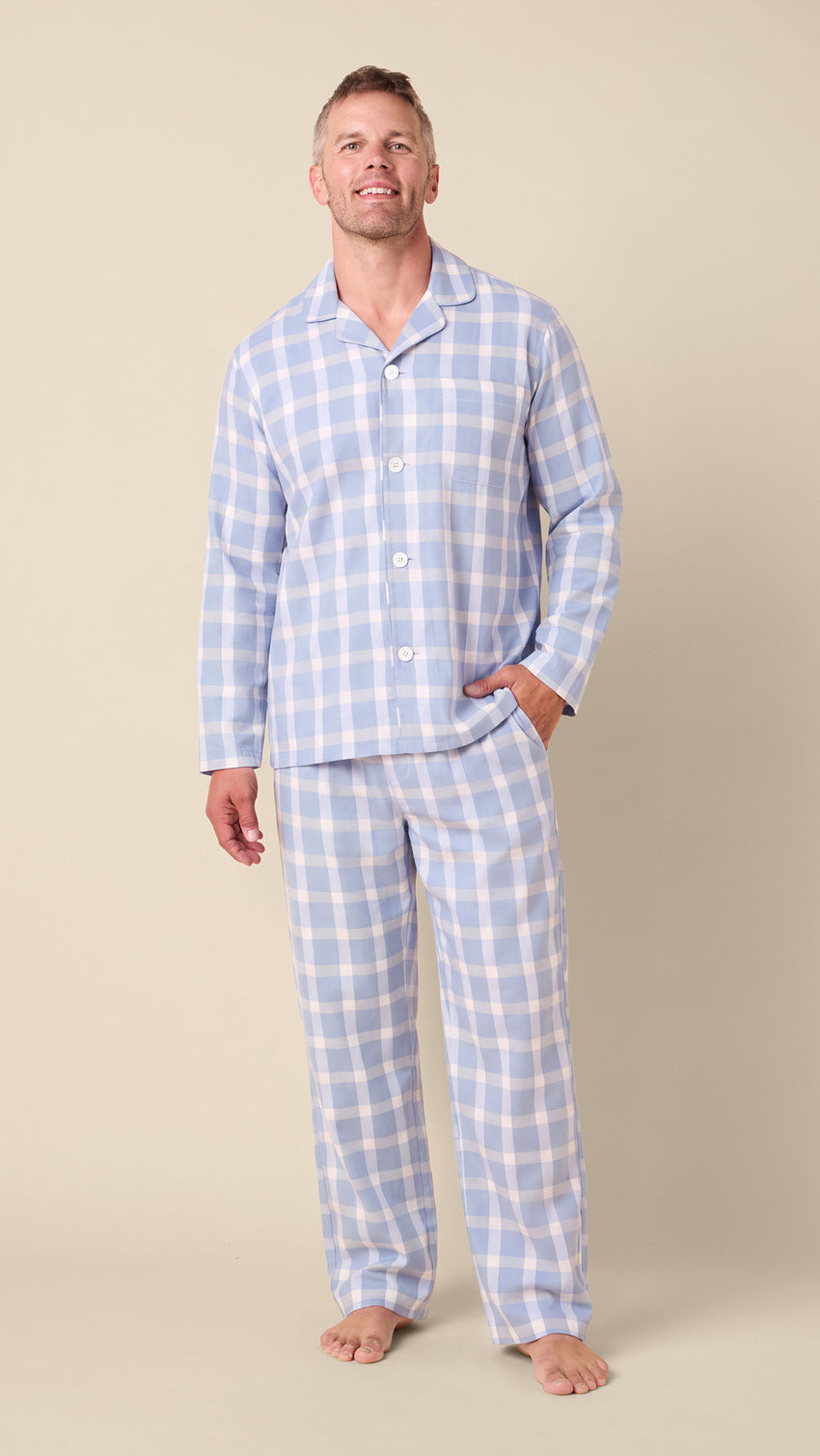 Harbor Blue Flannel Pajama Set Main Blue