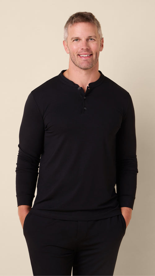 Classic Pima Knit Henley Set - Midnight Extra Midnight