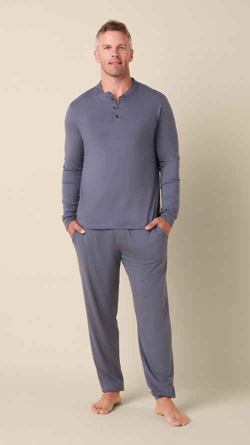 Classic Pima Knit Henley Set - Steel Grey Main Steel Grey