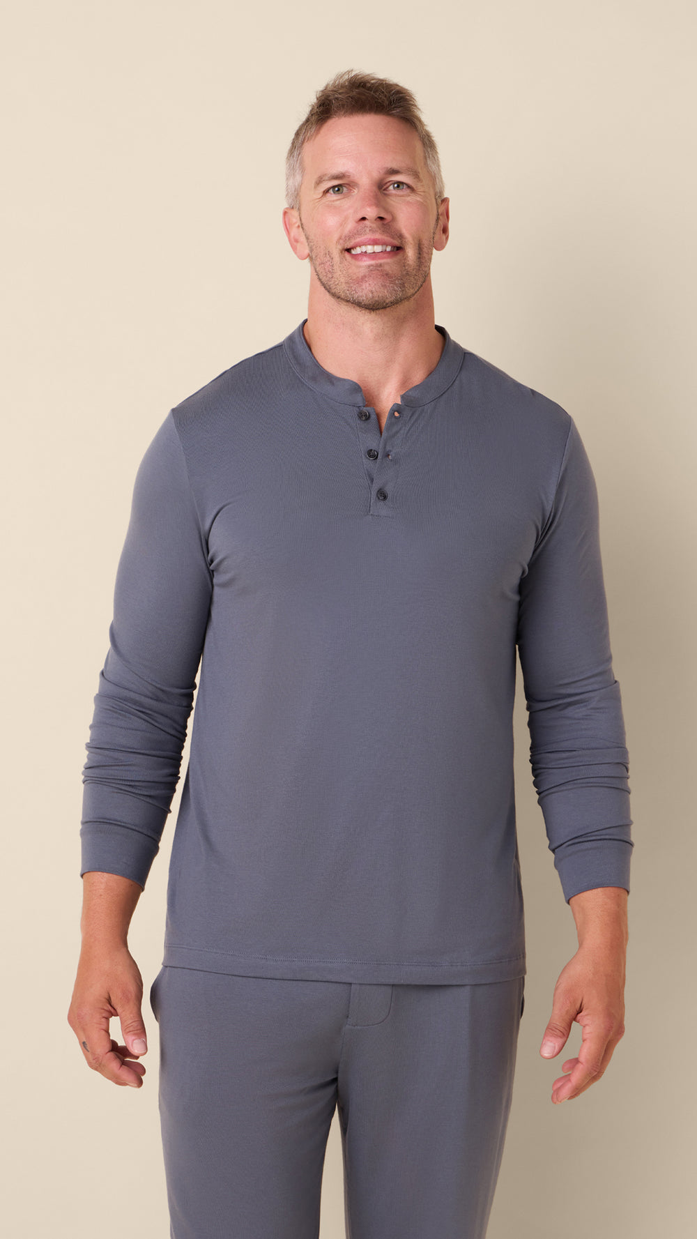 Classic Pima Knit Henley Set - Steel Grey Extra Steel Grey