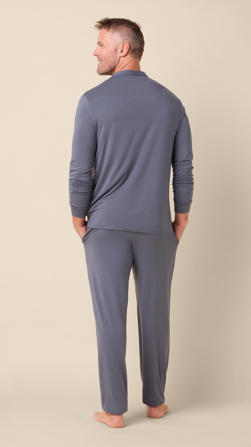 Classic Pima Knit Henley Set - Steel Grey Hover Steel Grey