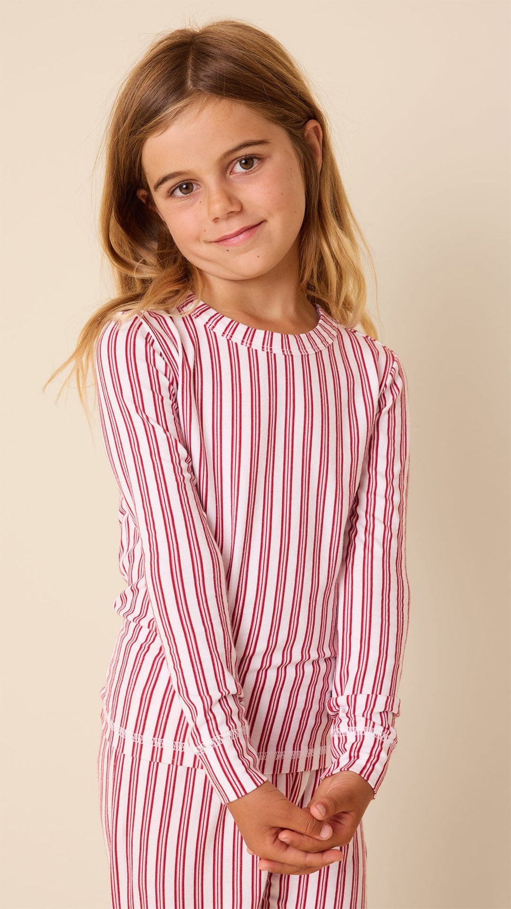 Classic Ticking Stripe Pima Knit Kids Pajama Hover Extra White