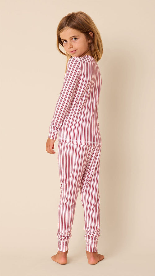 Classic Ticking Stripe Pima Knit Kids Pajama Extra White