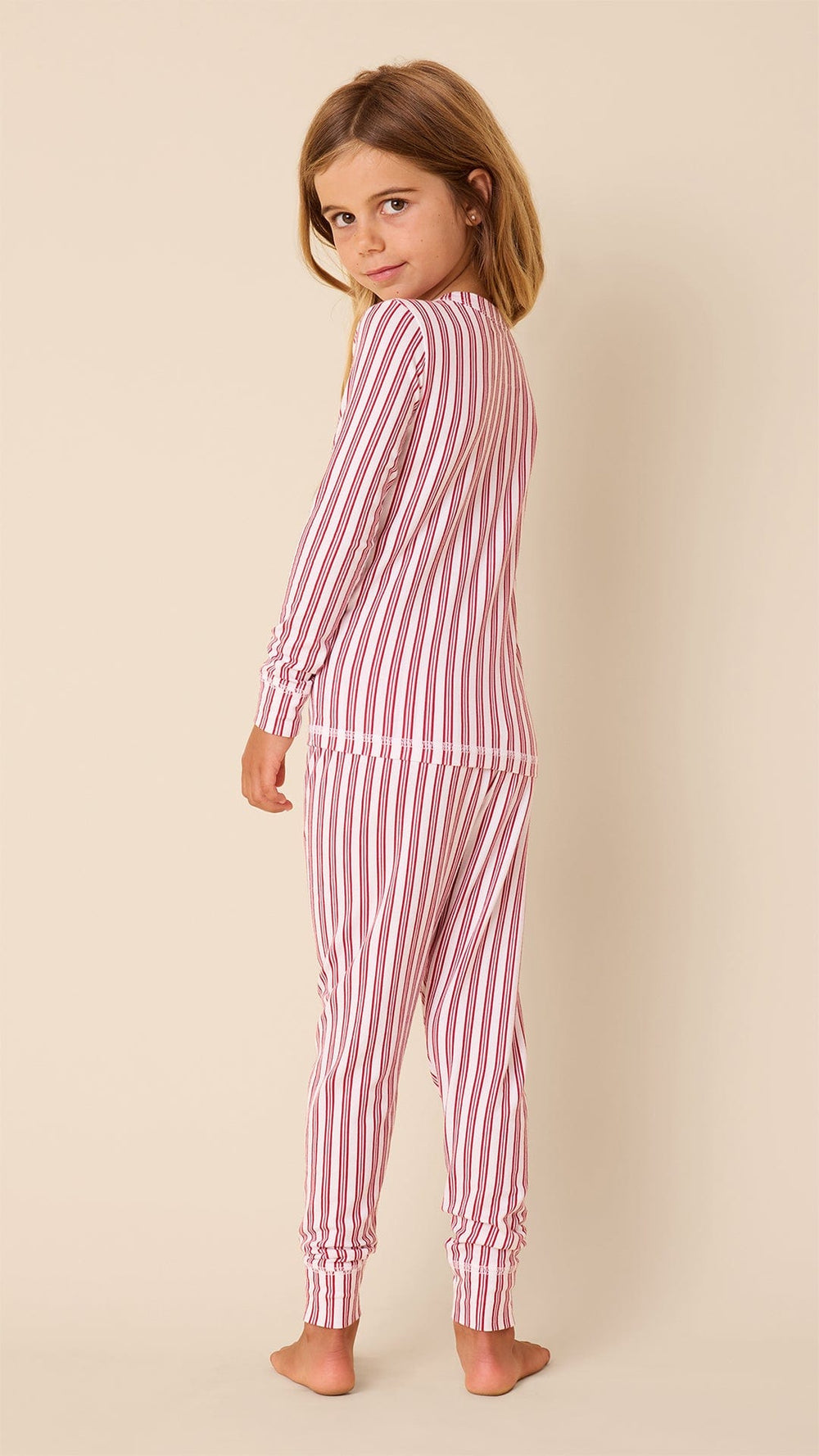Classic Ticking Stripe Pima Knit Kids Pajama Extra White