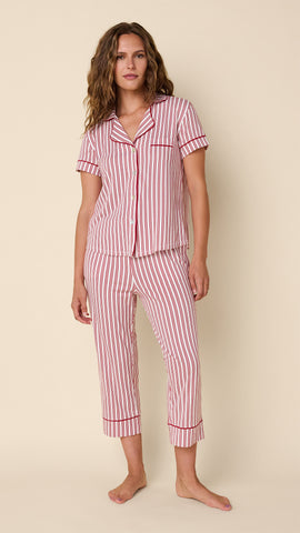 Holiday Stripe Pima Knit Capri Set