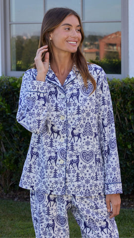 Holly Jolly Flannel Pajama - Blue