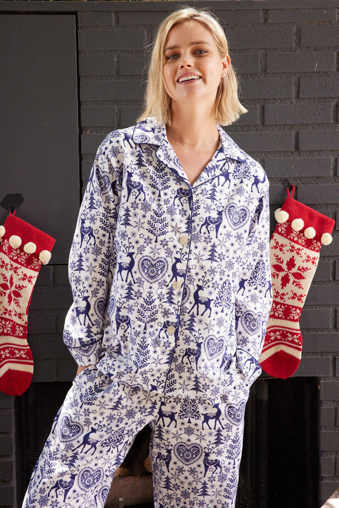 Holly Jolly Flannel Pajama - Blue Holly Jolly Flannel Pajama - Blue