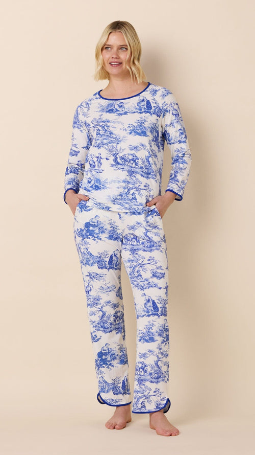 Idle Hours Pima Knit Simple Set Wide Blue