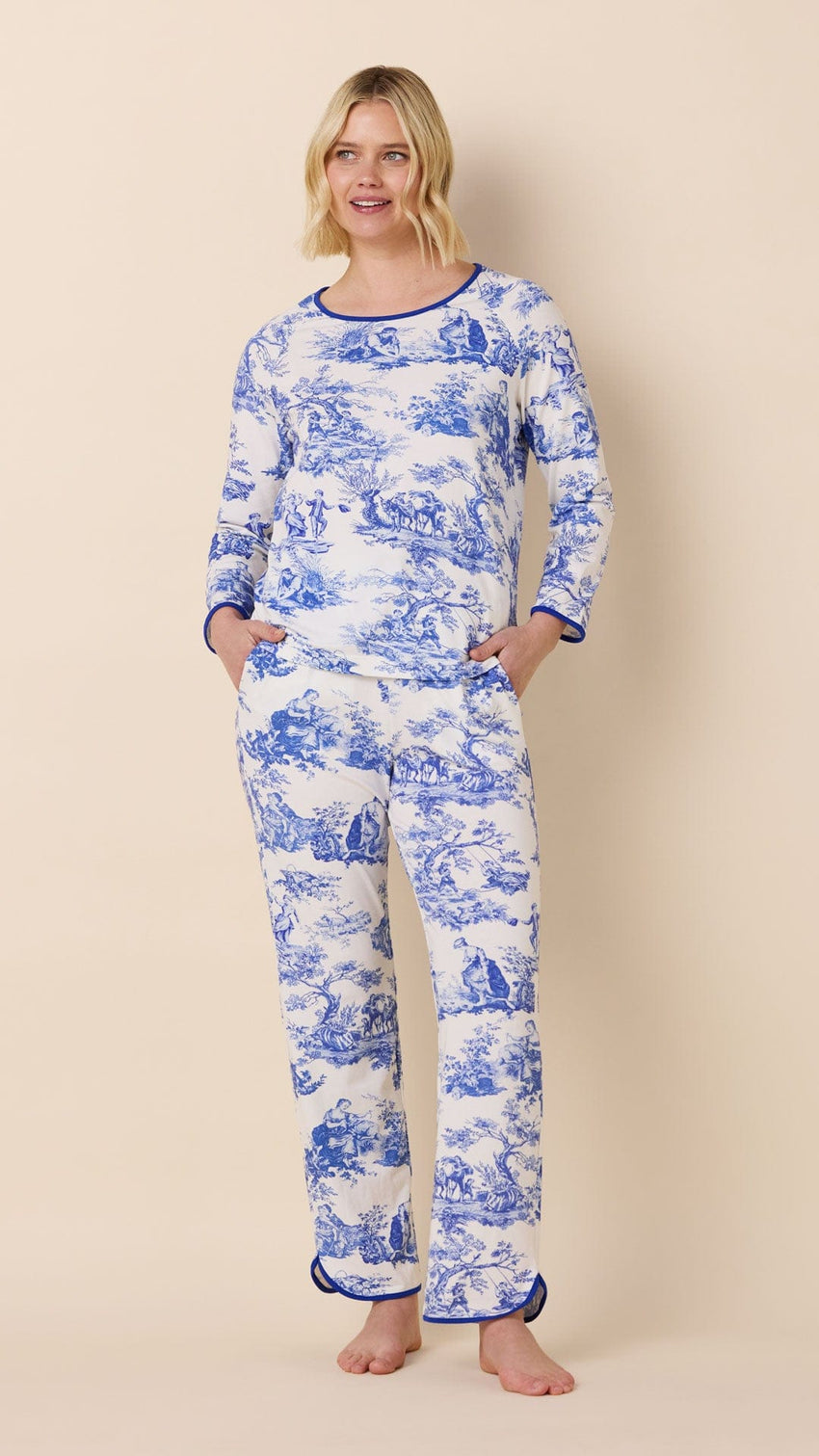 Idle Hours Pima Knit Simple Set Wide Blue