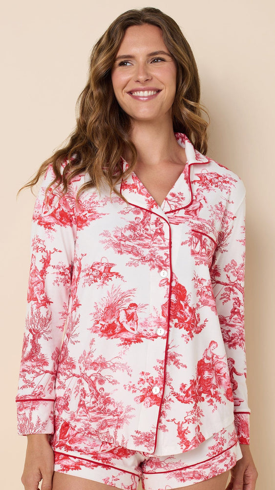 Idle Hours Pima Knit Long-Sleeved Short Set Extra White