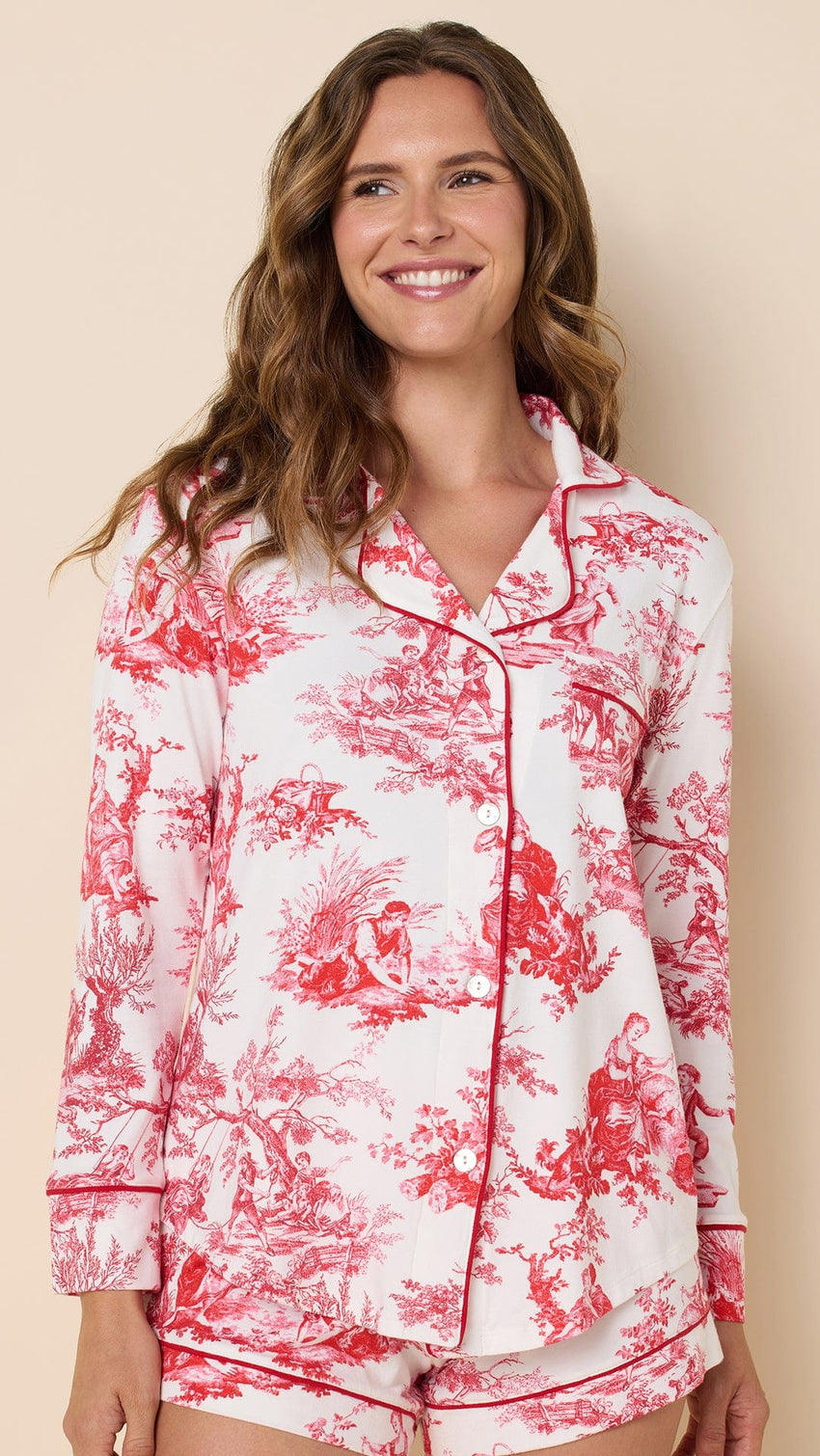 Idle Hours Pima Knit Long-Sleeved Short Set Extra White