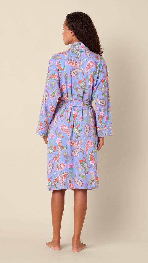 Lavender Paisley Pima Knit Kimono Robe Hover Lavender