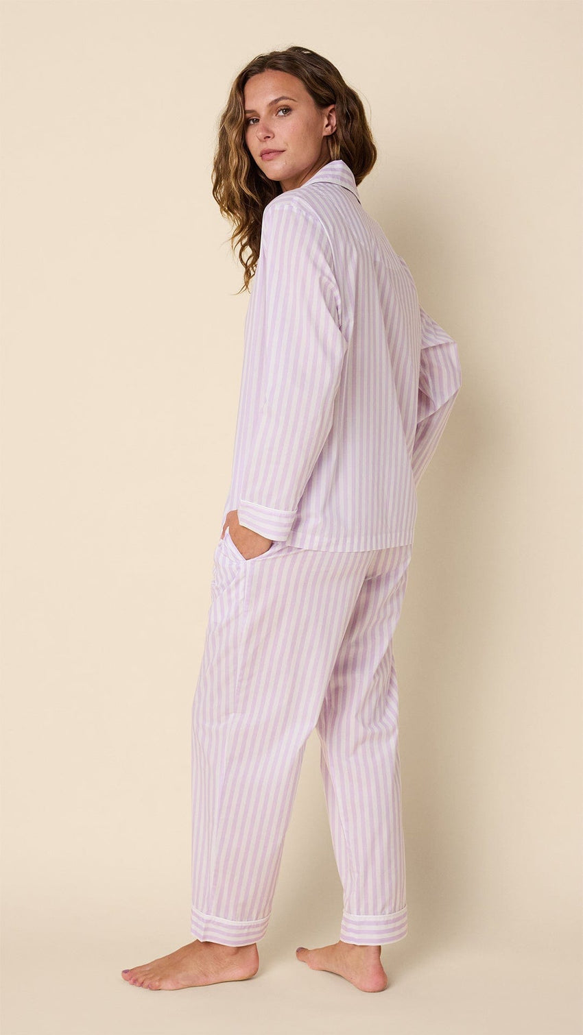 Classic Stripe Luxe Pima Long-Sleeved Pajama - Lavender Extra Lavender