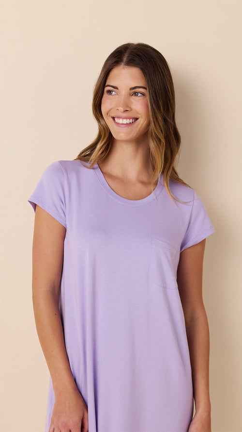 Classic Pima Knit Short-Sleeved Sleep Shirt - Lilac Hover Lilac