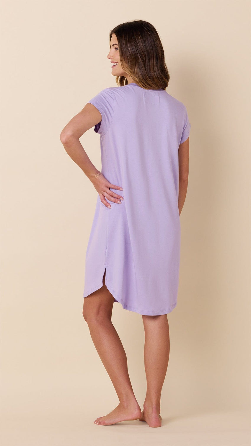 Classic Pima Knit Short-Sleeved Sleep Shirt - Lilac Extra Lilac