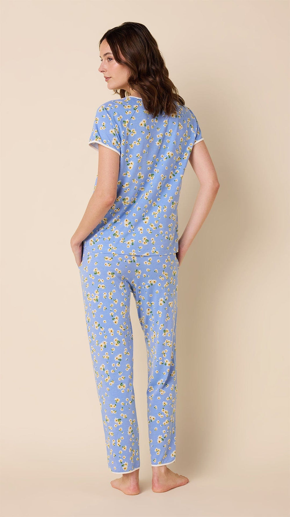 Marguerite Pima Knit Short-Sleeved Simple Set Extra Blue